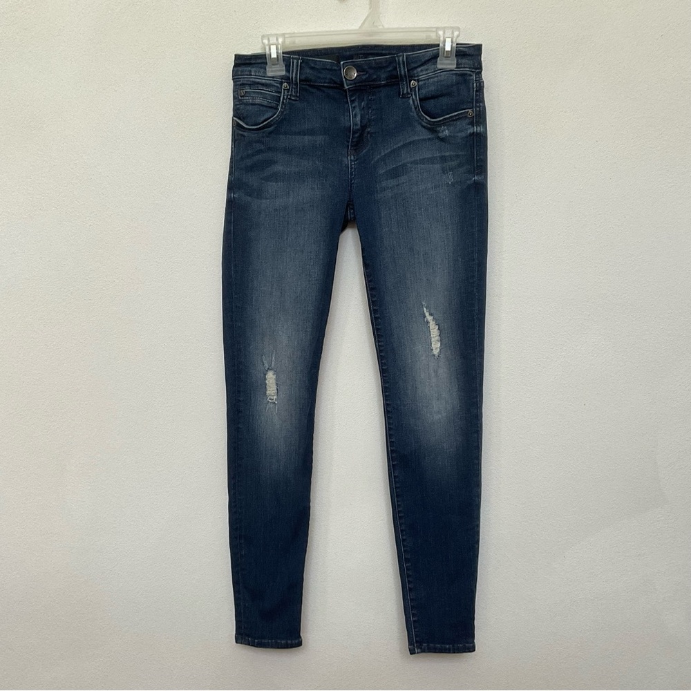 Kut From The Kloth Dark Wash Mia Toothpick Skinny Distressed Jeans Size 4